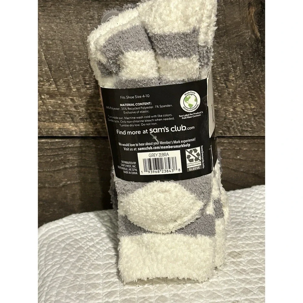 4 in pack Members mark cozy soft‎ fuzzy socks Nip Sz One size fits most Grays